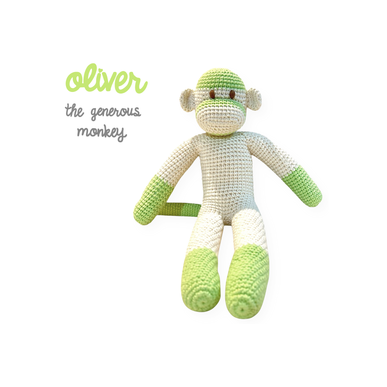 Oliver The Generous Monkey Crochet Doll handmade by Peruvian Artisans